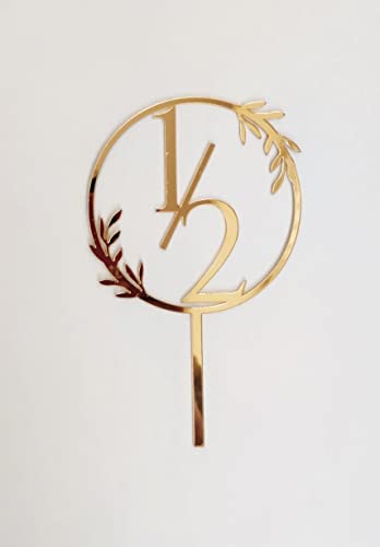 Image of Premium Golden Acrylic Cake Toppers - Perfect for Birthdays, Weddings (HALF BIRTHDAY GOLDEN ACRYLIC).