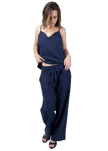 Pantalon uni SHERINE bleu marine idéal pour vos journées de bureau