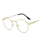 Accesorios para gafas:Marcos Burenqi Flecha Pierna Gafas Redondas Montura contra Rayo Azul Gafas para computadora Gafas de Metal Retro Gafas de Montura,Gold