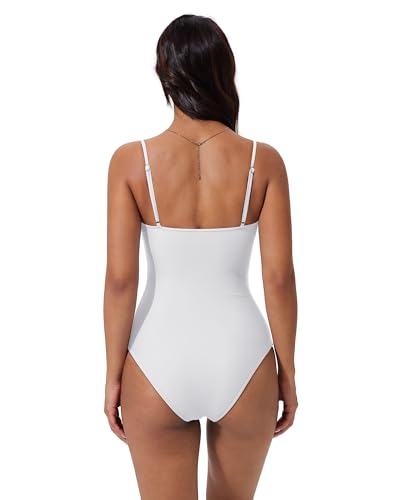 Image of SUUKSESS Women Sexy One Piece Swimsuit Tummy Control Square Neck Bathing Suit