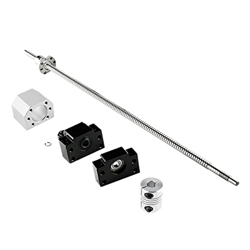 CNCCANEN Ball Screw Kit SFU/RM1605 1050mm, Anti-Backlash Ballscrew with Metal Deflector Ball Screw nut + BK/BF12 End Supports + Coupler + Screw Nut Housing for for CNC Route Grinding Machine