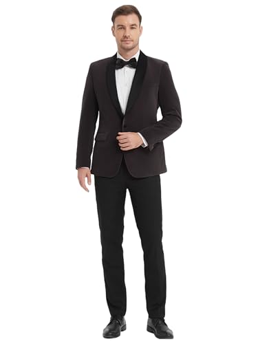 Mens Suit 2 Pieces Set Slim Fit Velvet Tuxedo Jacket Pants Bow Tie with Printed Pattern for Prom Wedding Party Dinner2