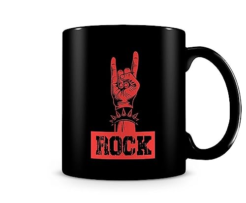 Artgeek Caneca Rock and Roll Preta 325 ml Cer�mica X�cara de Bebida para Casa
