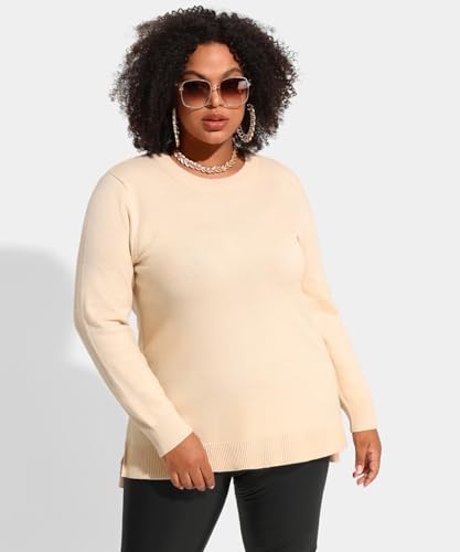 RITERA Plus Size Sweater for Women Pullover Crewneck Knit Side Split Sweatershirt Winter Casual Basic Oversize XL-5XL2