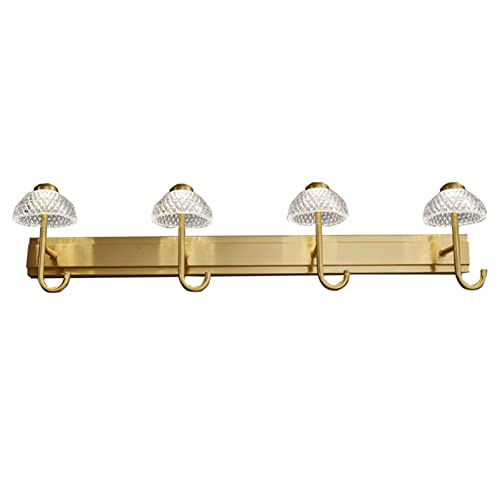 Applique de salle de bain vintage or 4 lumières anti-éblouissement acryl