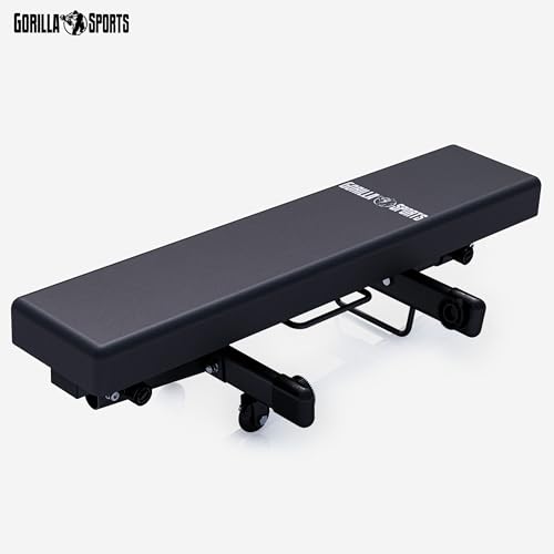 GORILLA SPORTS® Hantelbank - Klappbar, Flach, Massiv, bis 400 kg, Schwarz - Flachbank, Trainingsbank, Fitnessbank, Bankdrücken Bank für Zuhause – Bild 5