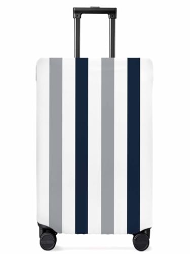Navy Blue Gray Travel Luggage Cover, Striped Simple Geometric Anti-scratch Elastic Luggage Covers For Suitcase Protector, Washable Baggage Covers