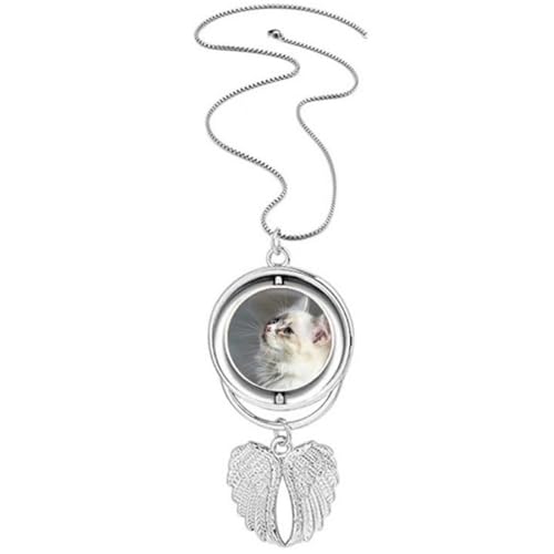 Collier blanc avec pendentif rotatif ailes d'ange de prestige