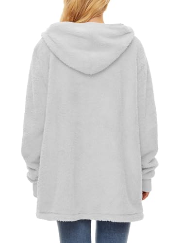 Image of Century Star Women Fleece Cardigan Hooded Loose Fuzzy Cardigan Coat Womens Fuzzy Jacket Outwear