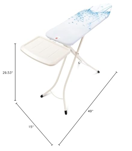Image of Brabantia Size B Ironing Board (49x15 in) 7 Height Options, Solid Steam Unit Rest Holder (Cotton Flower) Non-Slip Feet, Anti-Collapse Child Locks