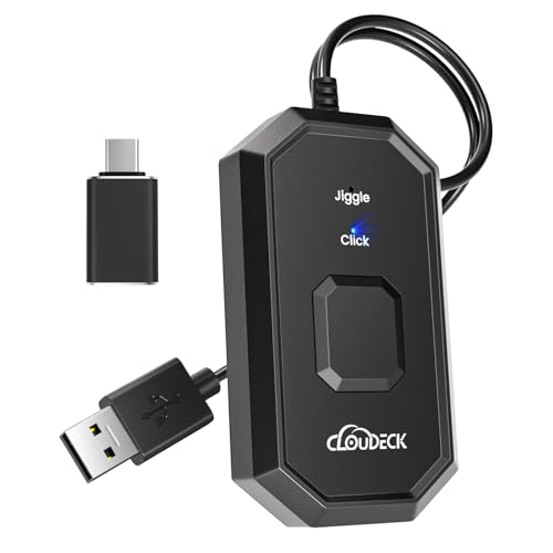 Cloudeck Mouse Jiggler Undetectable 2 in 1 Mouse Mover and Mouse Clicker with Type-C Adapter for Computer Plug & Play Simulate Mouse Movement to Prevent The Computer from Entering Sleep Mode