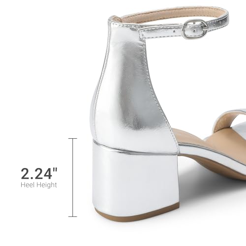 DREAM PAIRS DREAM PAIRS Womens Low-Chunk Low Heel Pump Sandal,Size 5,Silver-Metallic,LOW-CHUNK