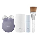 NuFACE MINI+ Starter Kit – Petite Microcurrent Facial Toning Device with Aqua Gel Activator 1.69 Oz, Silk Crème Activator 0.5 Oz + Clean Sweep Applicator Brush – Violet Dusk