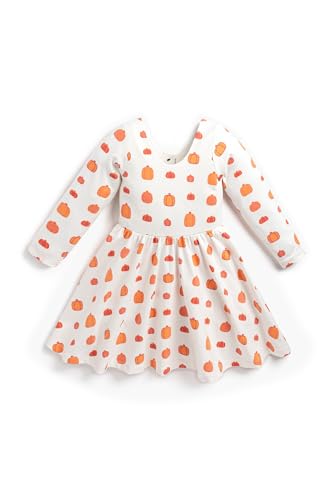 monica + andy Let's Dance Dress, Size 2T, Pumpkin Patch, Organic Toddler Clothes for Girls, Long Sleeve, Sustainable Super Soft Fabric, Sizes for Kids, Toddler & Infant