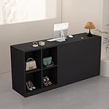 Rezeptionstisch aus Holz – Stehtisch für die Lobby und Kassen im Einzelhandel, 139,7 x 139,7 cm – Ideal für Bekleidungsgeschäfte und Schönheitssalons (Schwarz, rechts)