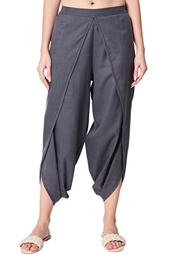 Image of 9rasa Women's Cotton Solid Harem Dhoti Pants for Casual FusionWear Workwear