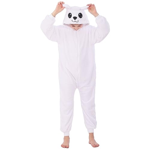 WAFUNNE Flannel Animal Hooded Costume Onesie for Kids Boys Girls Cosplay Halloween Easter White Polar Bear 110