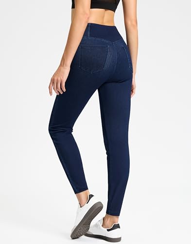 Rammus Pull on Jeggings for Women High Waisted Crossover Stretchy Skinny Jeans Tummy Control Denim Leggings2