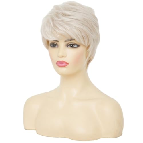 Perruque blonde courte Pixie avec frange pour masquer la calvitie féminine - 3
