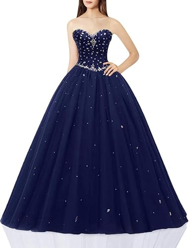 Image of Likedpage Women's Sweetheart Ball Gown Tulle Quinceanera Dresses Prom Dress