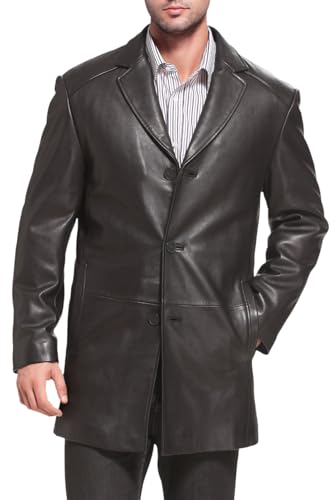 BGSD Men Carter 3-Button New Zealand Lambskin Leather Car Coat (Also available in Big and Tall and Short)3