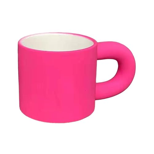 Samuliy Taza de té de cerámica | Taza de café de cerámica de 300 ml con asa, tazas de café de gran capacidad para beber, taza de agua rosa roja para cocina, hogar, bar, restaurante