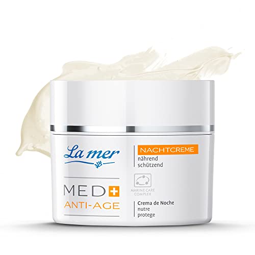 La mer MED+ Crema de noche antiedad – Cuidado facial revitalizante – Protege contra el envejecimiento de la piel causado por los rayos UV – para pieles sensibles y secas – 50 ml