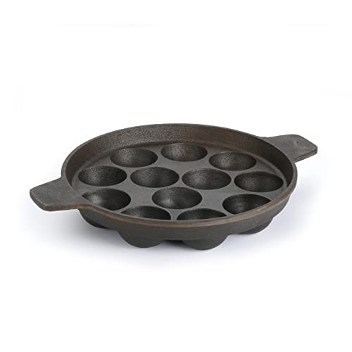 Image of Sumeet Super Smooth Gold Series Pre Seasoned Cast Iron Appam Patra for Paniyaram /Appe /Ponganalu /Paddu |25cm 2.560kg, 12 Pit.