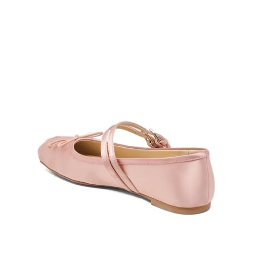 Ballet Flats for Women Square Toe Bow with Double Buckle Strap Fashion Dressy Shoes4
