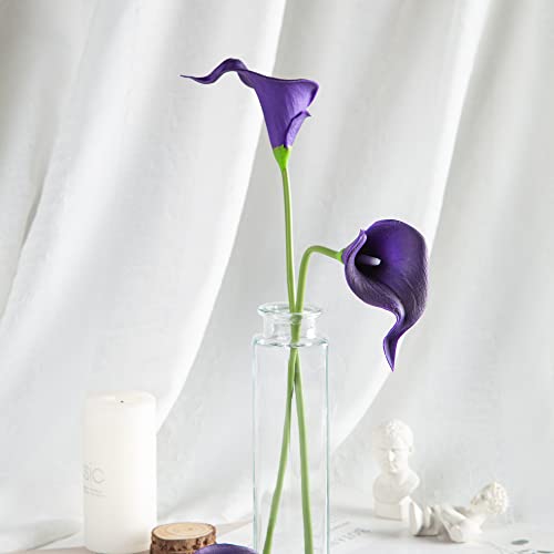 Duhouse 20Pcs Calla Lily Artificial Flowers Real Touch Latex Flowers For Diy Wedding Bouquet Party Home Decor (Dark Purple) #TOP3