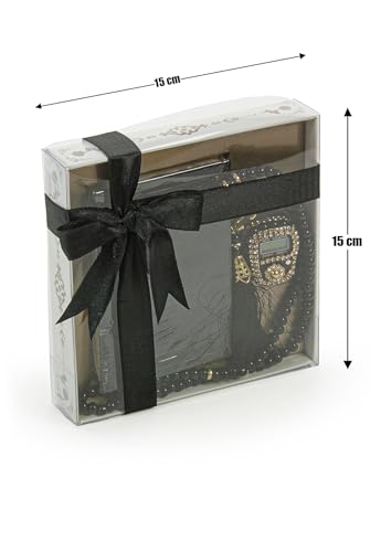 Image of İhvan Online Medina Calligraphy Quran Set with Islamic Finger Counter, Portable Digital Prayer Tasbeeh, Pearl Zikirmatic Beads, 3 Pieces Gift for Ramadan & Eid & Mawlid (Black)