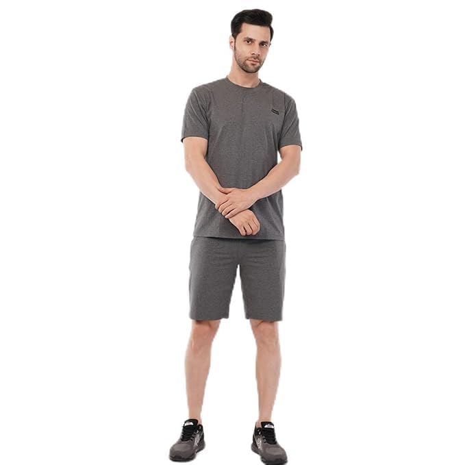 loom dales Men’s T-shirt & Shorts Set Lycra Regular Fit, Stone Grey (IN, Alpha, S, Regular)-picture-34