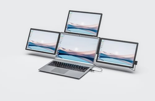 Image of Portable Display Screen, Three Screens, Multi-Screen Display, 13.3 inches, 1920 * 1200, Computer External Connection, Higher Efficiency, Key, Telescopic Function