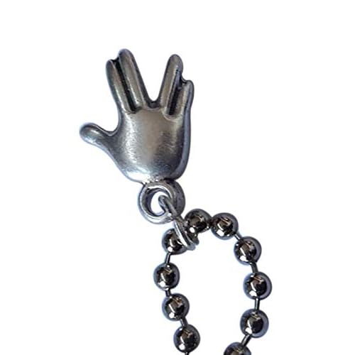 Eurofusioni Emoji llavero mano saludo vulcano Spock Star Trek. Colgante mochila emoticon de manos. Metal chapeada de plata. Idea de regalo original símbolo Larga vida y de la paz