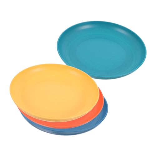 GLEAVI 4 Pcs Unbreakable Dinner Plates Reusable Wheat Straw Dish for Fruit Snacks and Meals for Outdoor Camping Parties and Birthdays