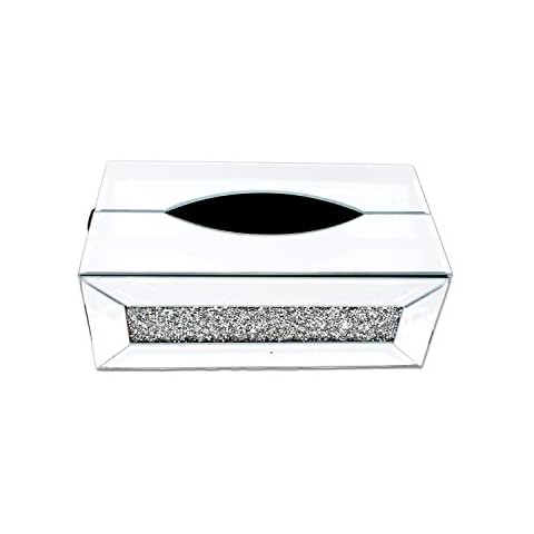 Glass Sparkle Ornament Bling Crushed Diamond Gift | CRYSTALLIZED MIRRORED GLASS TISSUE BOX HOLDER |Handmade Craft | Crushed Diamond Display | Wedding Anniversary, Birthday Present, Home Decor Cover
