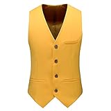 UNINUKOO Mens Suit Vest Slim Fit Casual Waistcoat Four Buttons Tuxedo Suit Vest US Size 32 (Label Si