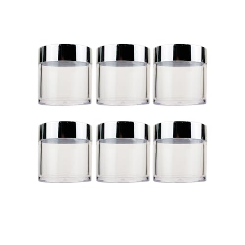Contenedor de espejo plateado de 60 ml, vacíos, rellenables, tarros de almacenamiento de plástico para productos de belleza, tarros de boca ancha para loción (6 unidades)