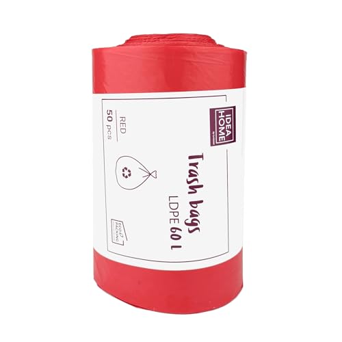 D.RECT Bolsas de Basura de Plástico para Reciclar, Rojo, 60L, 50 Unidades