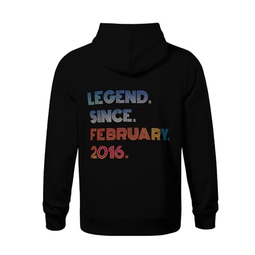 Kids Legend Since February 2016 Birthday Funny Boys Girls Lightweight Kangaroo Pocket Fleece Hoodies3