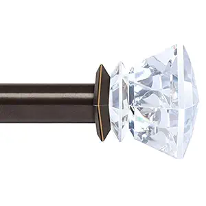 KAMANINA 1 Inch Curtain rods 36 to 72 Inches, Bronze Single Drapery Rod, Acrylic finials