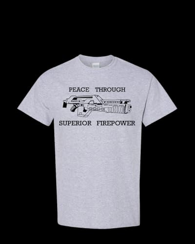 Aliens T-shirt - peace through superior firepower tshirt, 80s sci-fi movie shirt, cult classic tee2