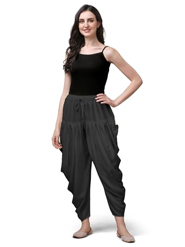 Mehrang Loose Fit Rayon Dhoti Pant for Women Patiala Slawar Bottom Wear Harem Pants, Waist Free Size (26 Inch to 38 Inch)