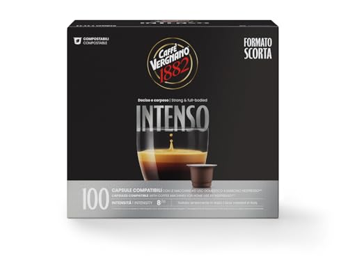 Caffè Vergnano 1882 - Cápsulas Café Compatibles con Nespresso, Intenso - Pack de 100 Cápsulas