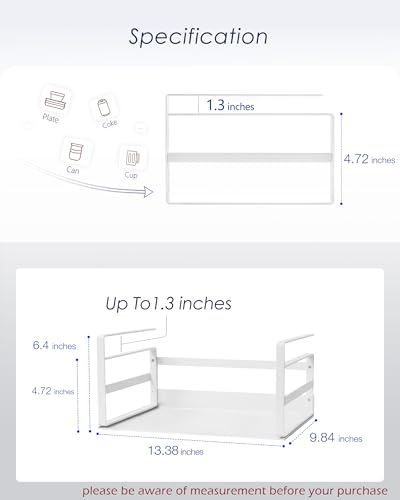 Nxconsu 2Pack Under Shelf Storage Basket Organizer Hanging Holder for Cabinet Pantry Kitchen Cupboard Desk Counter Bookshelf Organization Add-on Space Saver Heavy Duty Slide-in White