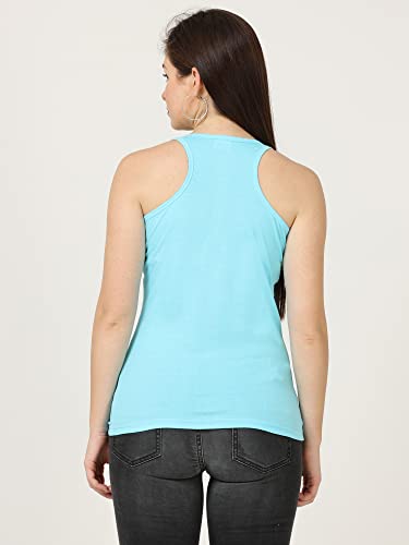 Image of FLEXIMAA Women's Cotton Plain Round Neck Sleeveless T-Shirt