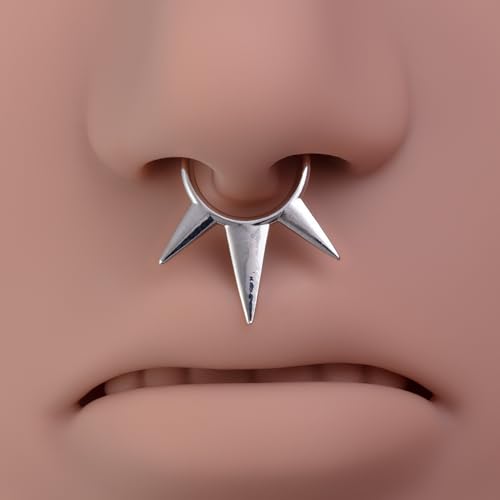 3Pcs Stainless Steel Fake Nose Septum Rings for Women Men Spike Bucktooth Non Piercing Clip On Nose Hoop Septum Hoop Fake Nose Piercing Jewelry4