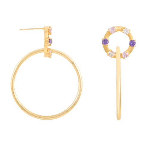 Boucles d'oreilles Tikal or pendantes avec pierre en zircone pour sublimer vos tenues de soirée