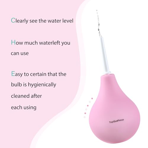 Image of TopQuaFocus 8oz Enema Bulb Kit Anal and Vaginal Douche Bulb for Men Flushing System Enemas Silicone Bulb 4 Replaceable Tips (Pink, 224ml)