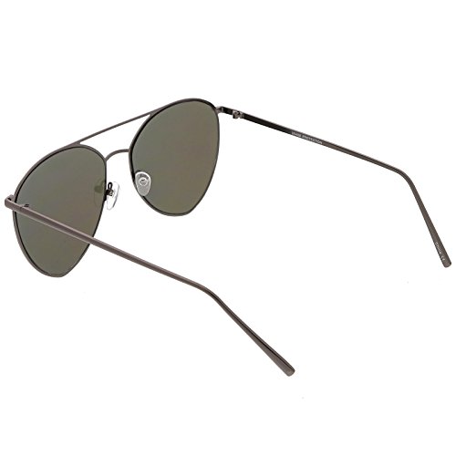 zeroUV - Oversize Thin Metal Double Crossbar Mirrored Flat Lens Aviator Sunglasses 62mm4